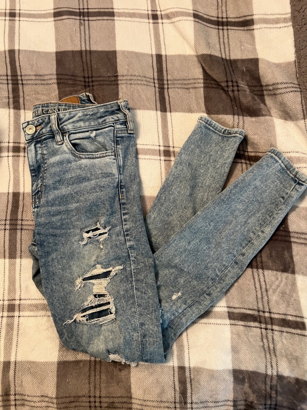 American Eagle Outfitters Distressed Light Blue Skinny Jeans